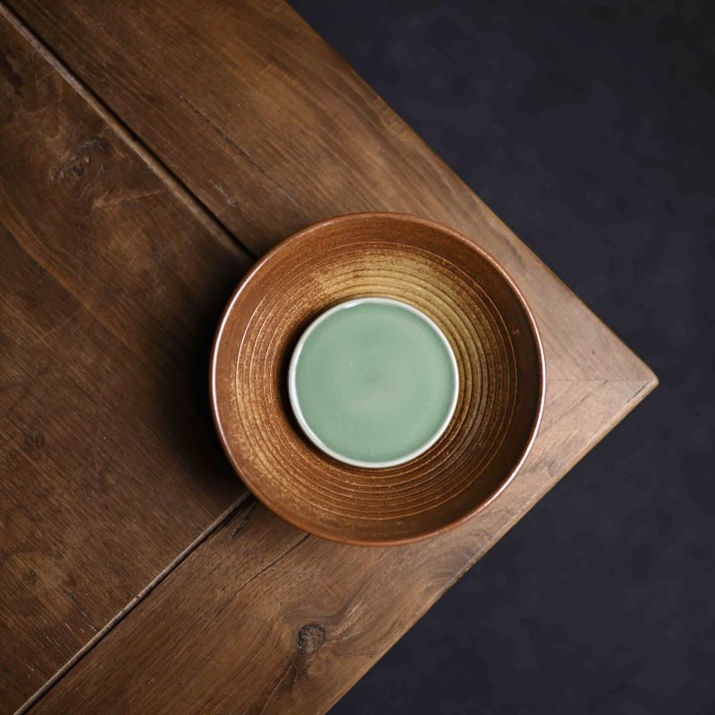 ‘’Pot Bearing‘’ Celadoner Grass Gray Glaze Tea Tray Jade Bracelet Pot two piece suit Teapot Set