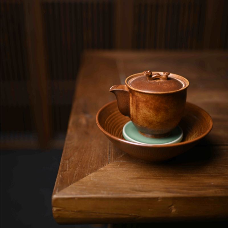 ‘’Pot Bearing‘’ Celadoner Grass Gray Glaze Tea Tray Jade Bracelet Pot two piece suit Teapot Set