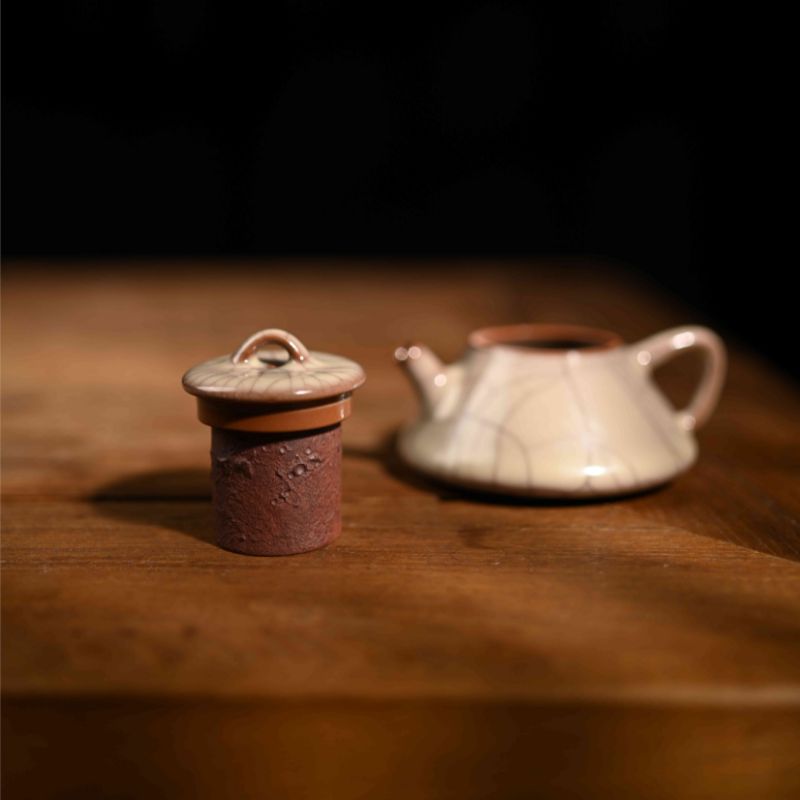 "Teapot" Celadoner Modern Ge Kiln Teapot Big Mouth Teapot Celeste Glaze Beige Glaze
