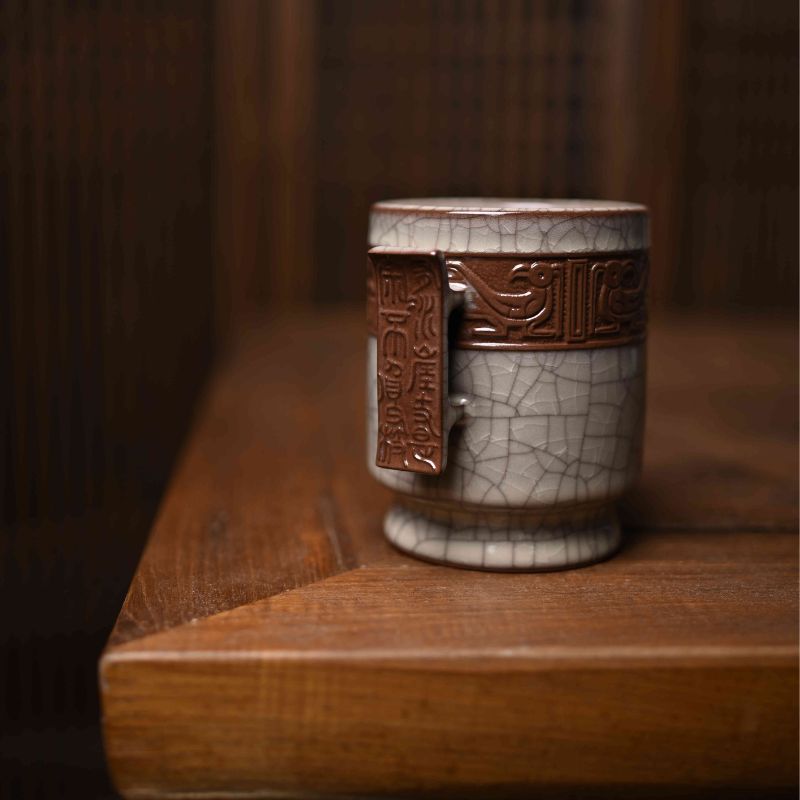 ”Modern Ge Kiln” Celadoner Puer Cup Cologne Water Crock Cup Catch Pot Phoenix Cup Cover Cup