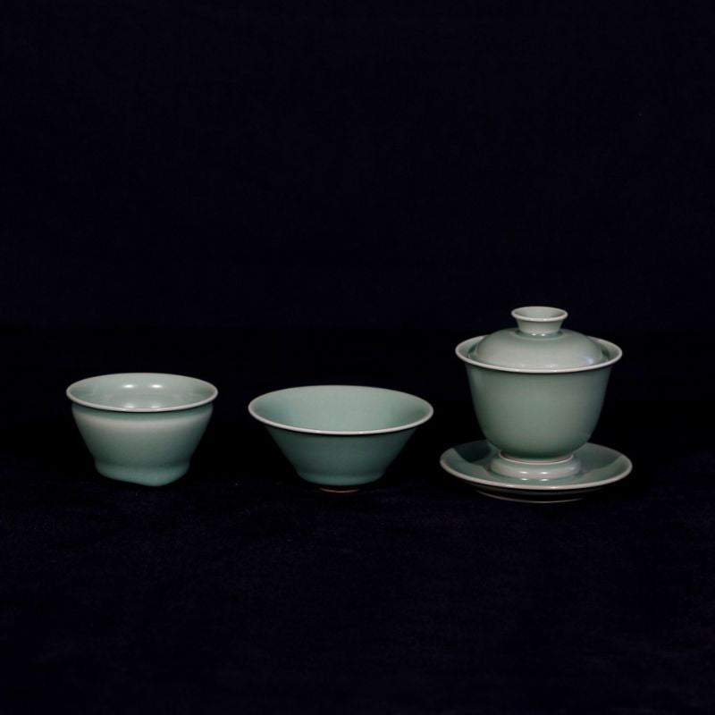 "Serene Blossom" Blue Green-ish Celadon Tea Set