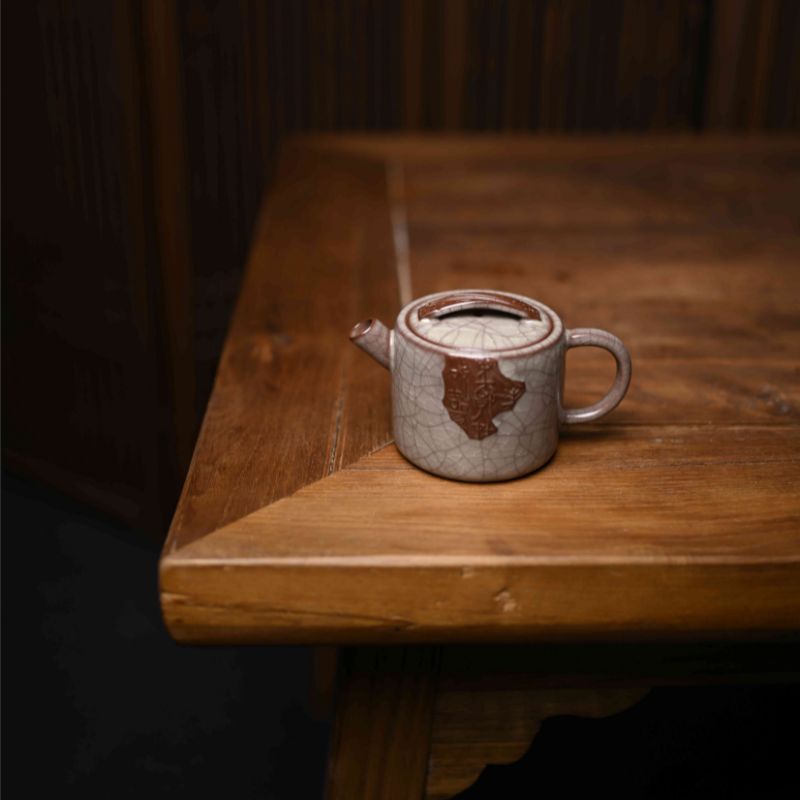 "Modern Ge Kiln" Celadoner Premium Plategold Writing Pot Justice In Hand Put The Lid on The Tea SetDragon Pattern Square Plate