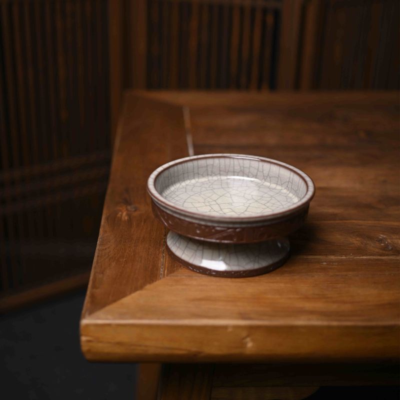 "Modern Ge Kiln" Celadoner Premium Plategold Writing Pot Justice In Hand Put The Lid on The Tea SetDragon Pattern Square Plate