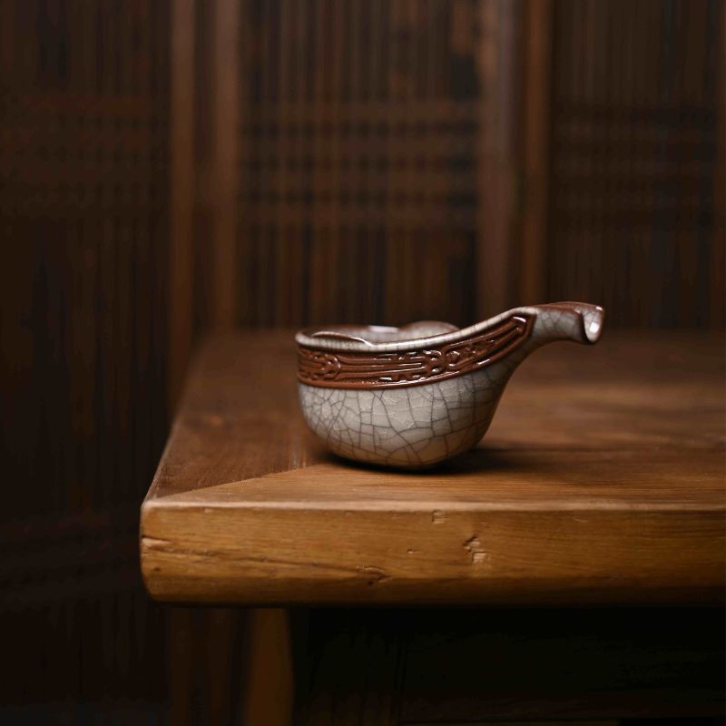 "Modern Ge Kiln" Celadoner Premium Plategold Writing Pot Justice In Hand Put The Lid on The Tea SetDragon Pattern Square Plate