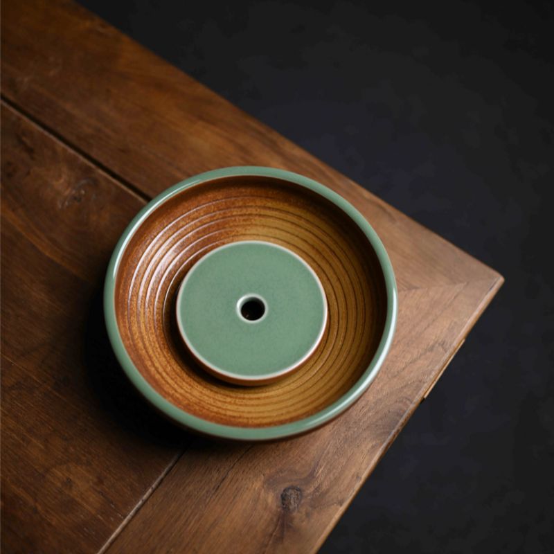 ‘’Pot Bearing‘’ Celadoner Grass Gray Glaze Tea Tray Jade Bracelet Pot two piece suit Teapot Set