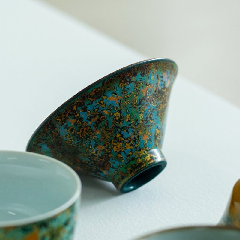 Celadoner Rhino Skin Lacquer Blue Douli Tea Cup 