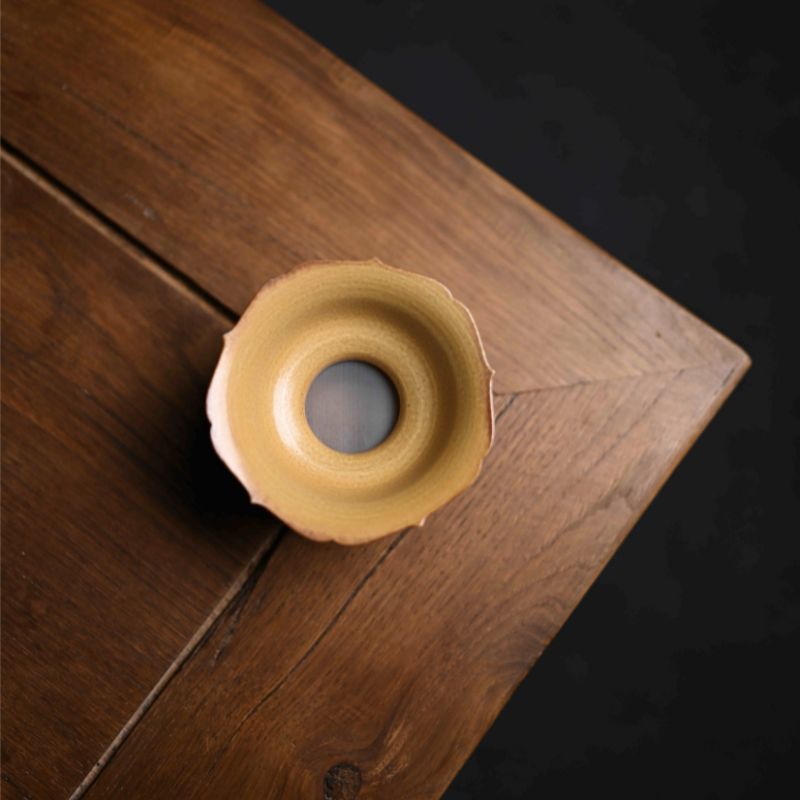 "Woodland Grace" Celadoner Two-Piece Tea Strainer Set with Grass and Wood Ash Glaze