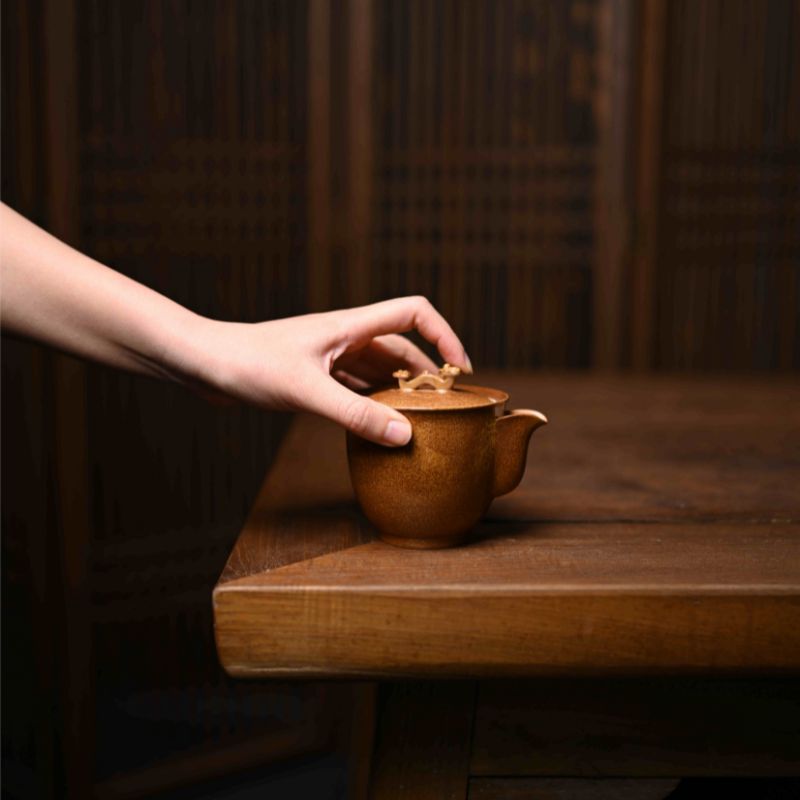 "Nature's Ruyi" Celadoner Wood and Plant Ash Glazed Ceramic Teapot