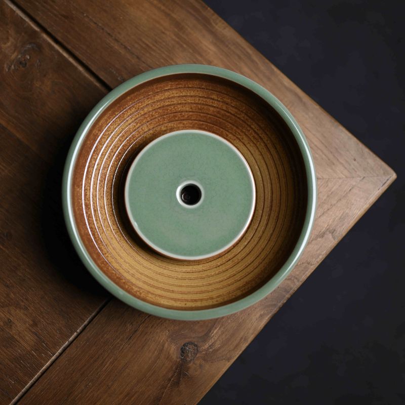 ‘’Pot Bearing‘’ Celadoner Grass Gray Glaze Tea Tray Jade Bracelet Pot two piece suit Teapot Set