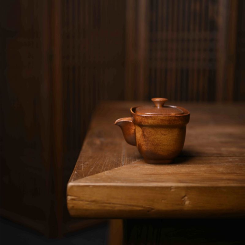 "Sylvan Serenity" Celadoner Square-based Handle Teapot with Grass and Wood Ash Glaze
