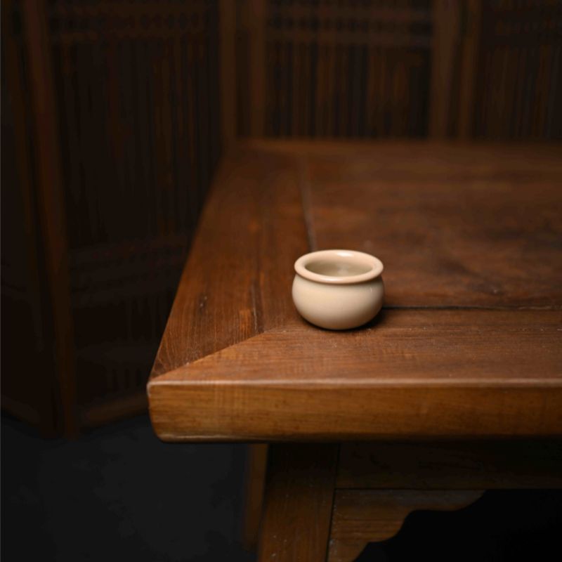 "Sandy Oasis" Celadon Small Gourd Cup with Beige Glaze