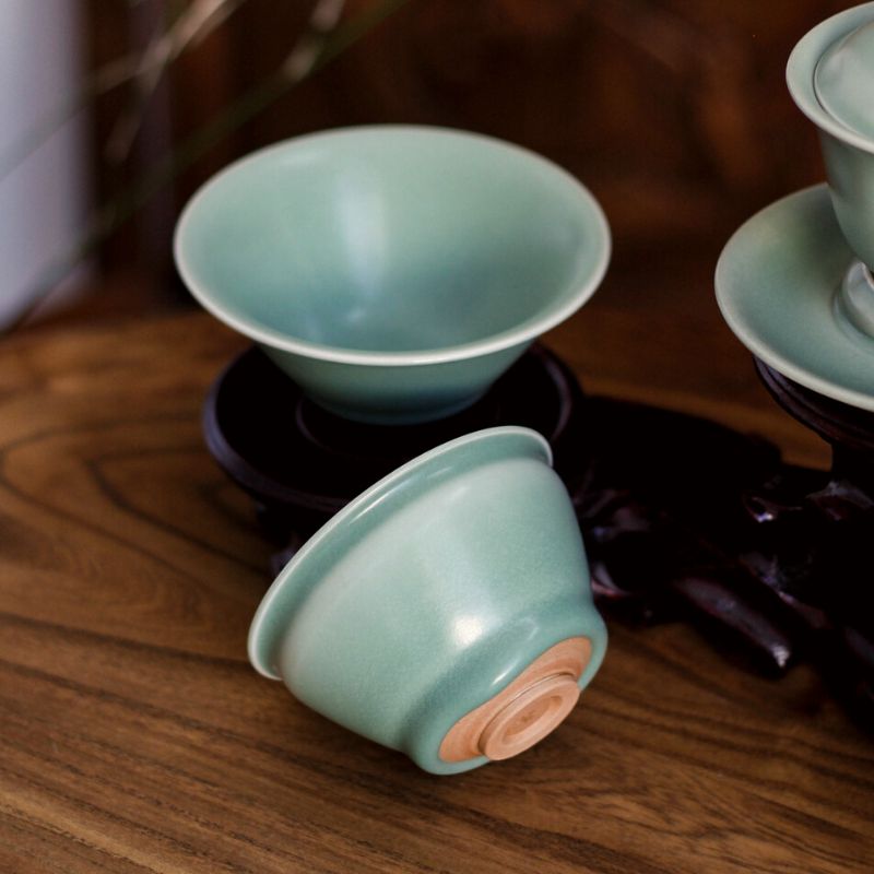 "Serene Blossom" Blue Green-ish Celadon Tea Set