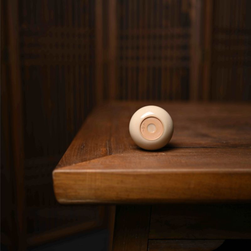 "Sandy Oasis" Celadon Small Gourd Cup with Beige Glaze
