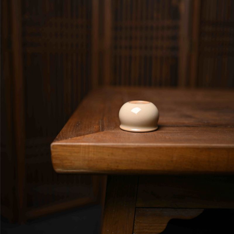 "Sandy Oasis" Celadon Small Gourd Cup with Beige Glaze